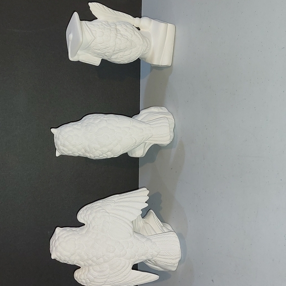 Lot of 3 Ceramic Bisque Ready to Paint Owls - Unpainted 8" - Picture 5 of 5